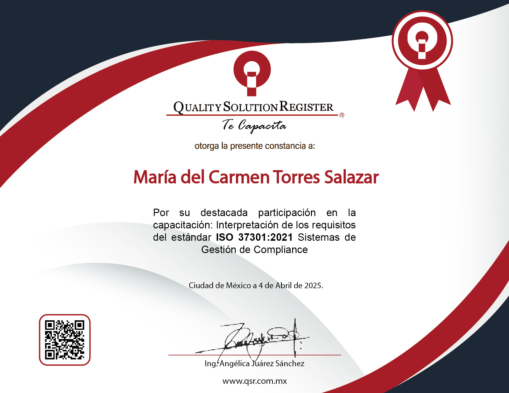 María del Carmen Torres Salazar – Quality Solution Register